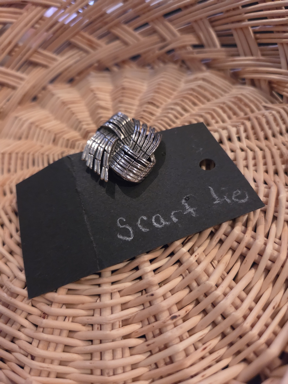 Silver-Tone Scarf Slide Knot Ring - Elegant Silver Scarf Holder